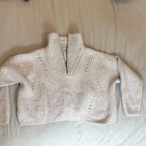 Madewell quarter zip gray cropped sweater